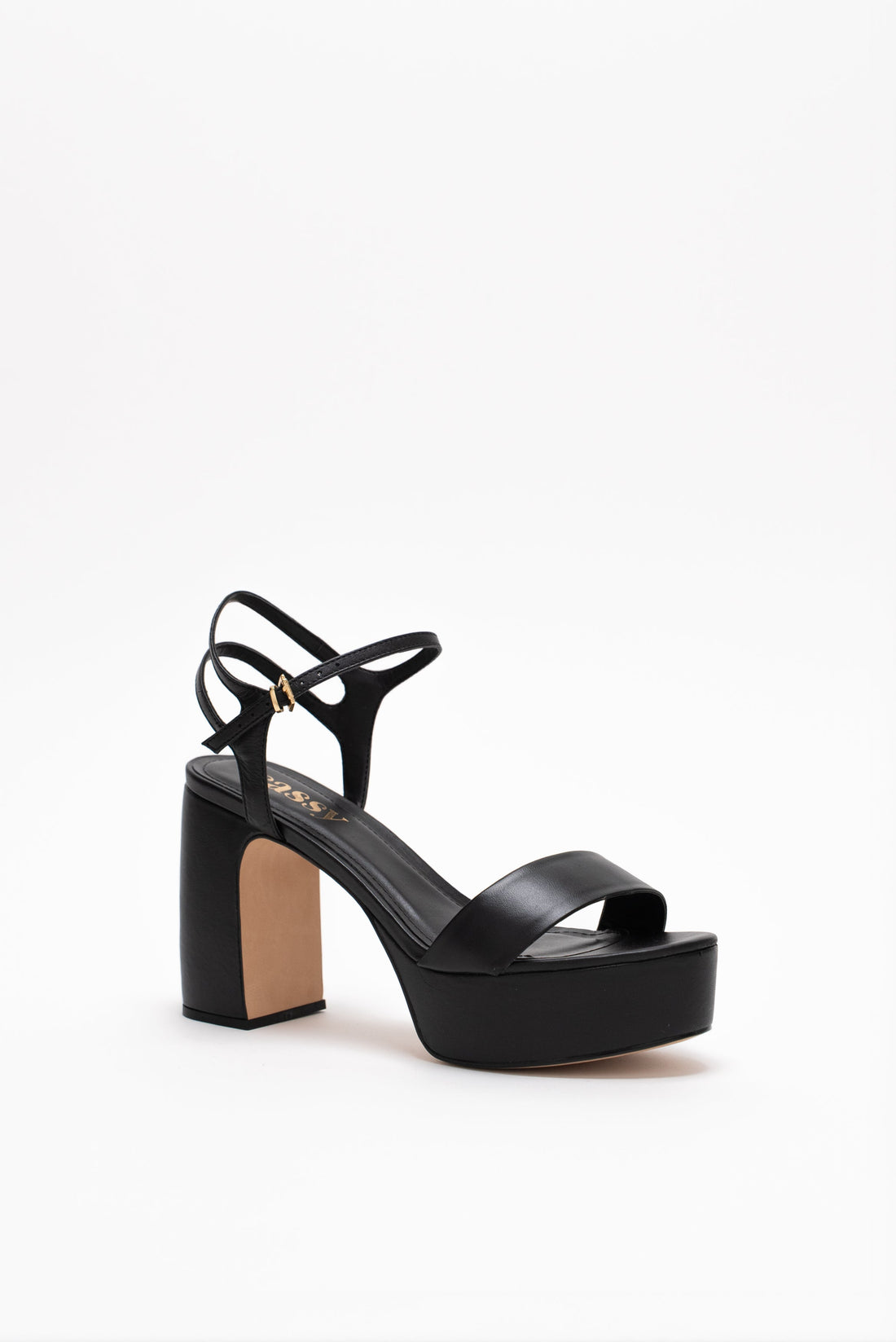 Malena Compensées Cuir Noir