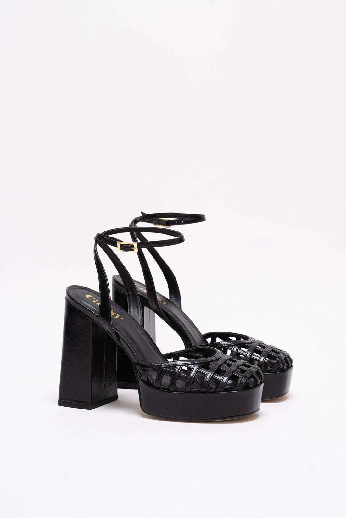 Lorena Compensées Cuir Noir